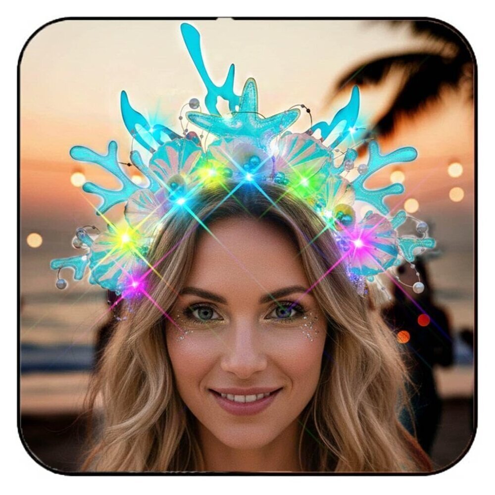 Light Up Mermaid Headband Fish Headpiece Glowing Ocean Costume Hair Accessory